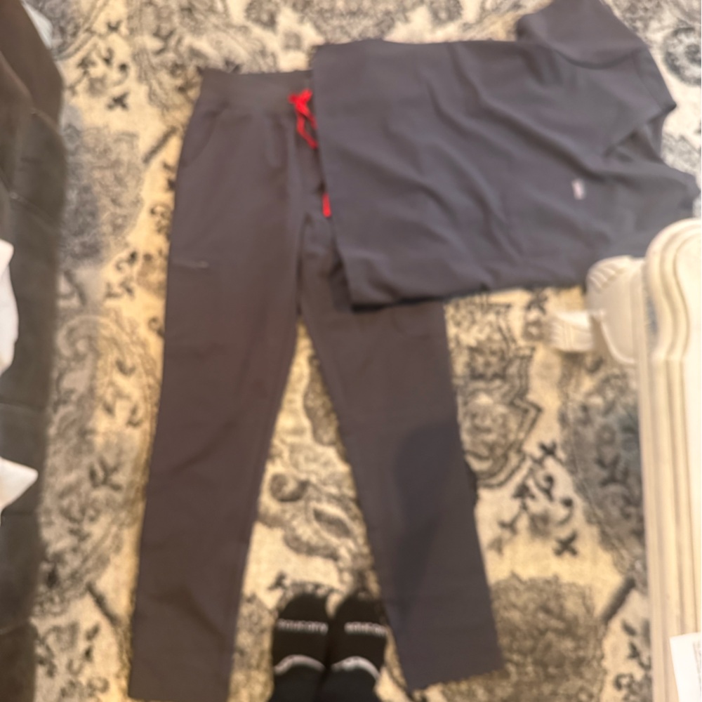 Figs Gray and Red Medical Apparel